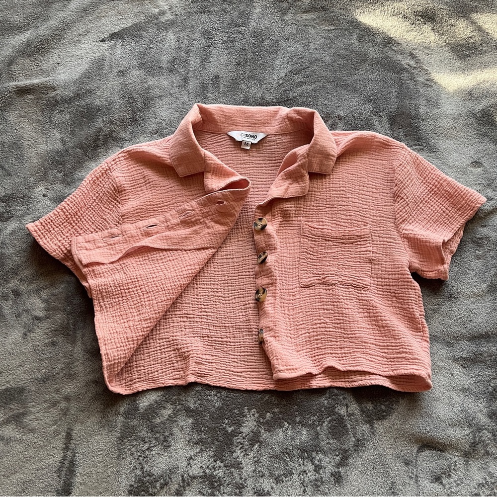 Pink Button Up Top - Picture 2 of 8